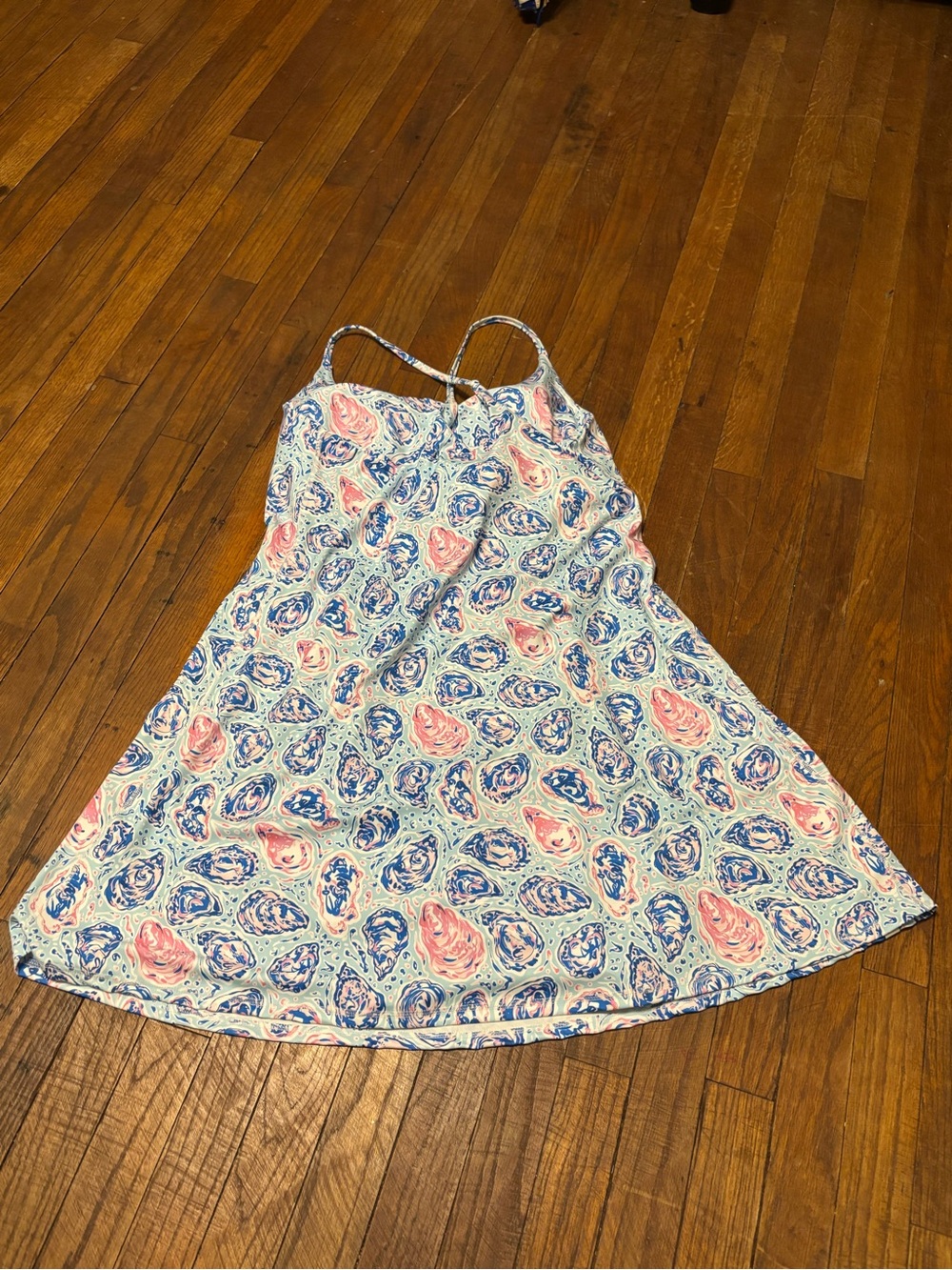 Women’s Simply Southern Blue & Pink Swirl Print Spaghetti-Strap Athletic Dress - Picture 4 of 7